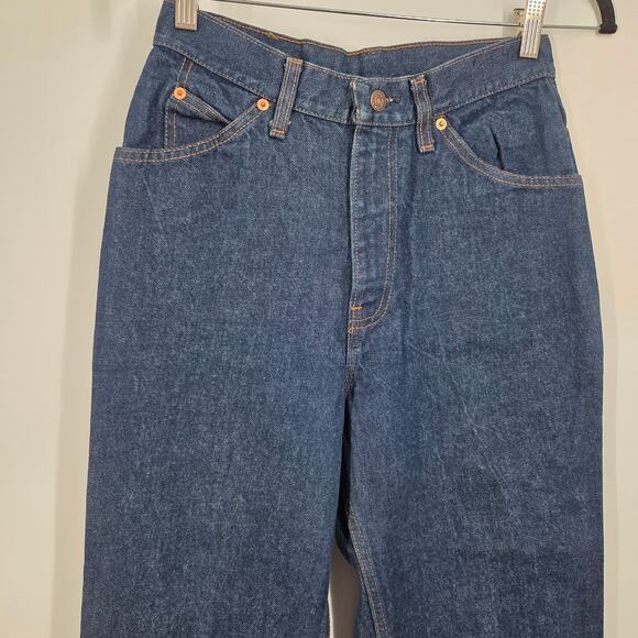 VTG women SZ 11 Dark Wash 70s High Rise Straight Leg Cotton Made USA 26048-0214 - Picture 3 of 8